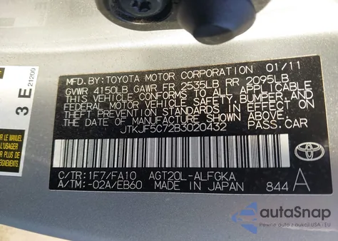 2011 Scion Tc z USA, uszkodzony, nr VIN JTKJF5C72B3020432